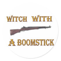Witch with a boomstick stickers by PD_Politics Witch with a boomstick stickers