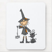 Witch with Black Cat mousepads