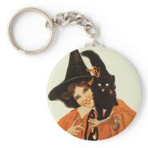 Witch with Cat keychains