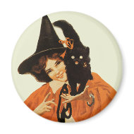 Witch with Cat magnet