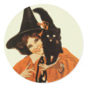 Witch with Cat sticker