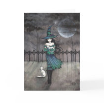 Witch with White Cats Greeting Card