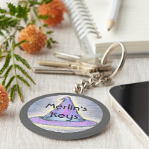 Witch Wizard Hat Gray Border Keychain