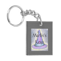 Witch Wizard Hat Gray Border Photo Custo Acrylic Key Chain