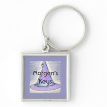 Witch Wizard Hat Lavendar Border Key Chain