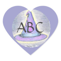 Witch Wizard Hat Monogram Lavendar Border (Sml.) Stickers