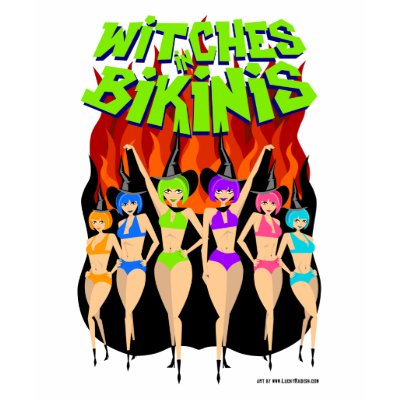 Witches in Bikinis Ladies Baseball Tee Tshirts by WIBstore