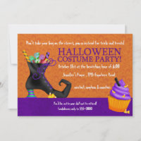 Witches Shoe and Cupcake Halloween Costume Party Custom Announcements