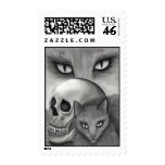 Witch's Black Cat Skull Gothic Cat Art Postage stamps