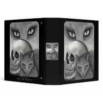 Witch's Black Cat Skull Gothic Fantasy Cat Art Ave Vinyl Binders