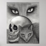 Witch's Black Cat Skull Gothic Fantasy Cat Art Pri posters