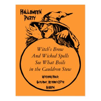 Witch's Brew and Spells Halloween Party Invitation Post Cards