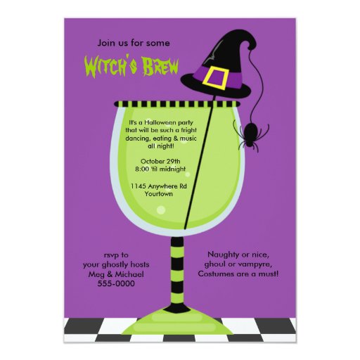 witch s brew halloween party invitation zazzle witch invitation
