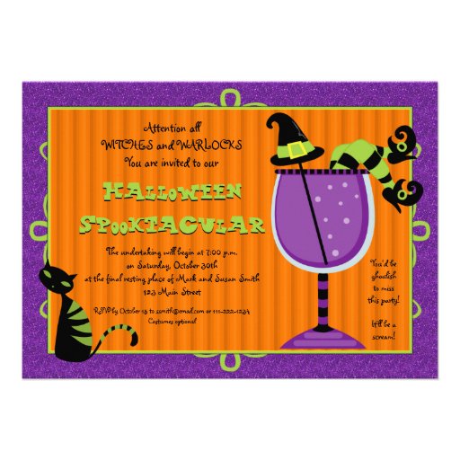 Witch's Brew Halloween Party Invitation (front side)