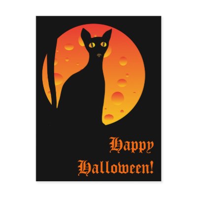 witch's cat&moon_card post cards by VioDeSign