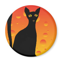 witch's cat&moon magnets