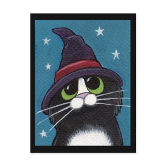 Witch's Familiar - Halloween Postcard postcard