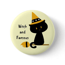 Witchy Cat Button