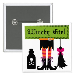 Witchy Girl Halloween T-shirts and Gifts 2 Inch Square Button