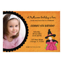 Witchy Halloween Birthday (Orange) Custom Invites
