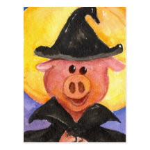 Witchy Pig Post Card