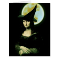 Witchy Woman Mona Lisa Halloween Large Greeting Card
