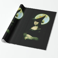 Witchy Woman Mona Lisa Halloween Wrapping Paper