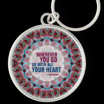 With All Your Heart Geometry Quote Keychain