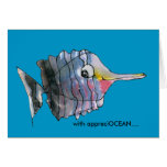 With appreciOCEAN blue cartoon fish thank you card