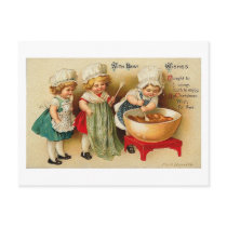 With Best Wishes Children Baking Card postcards by vintagegiftmall With Best Wishes Children Baking Card postcards