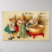 With Best Wishes Children Baking Card Posters
