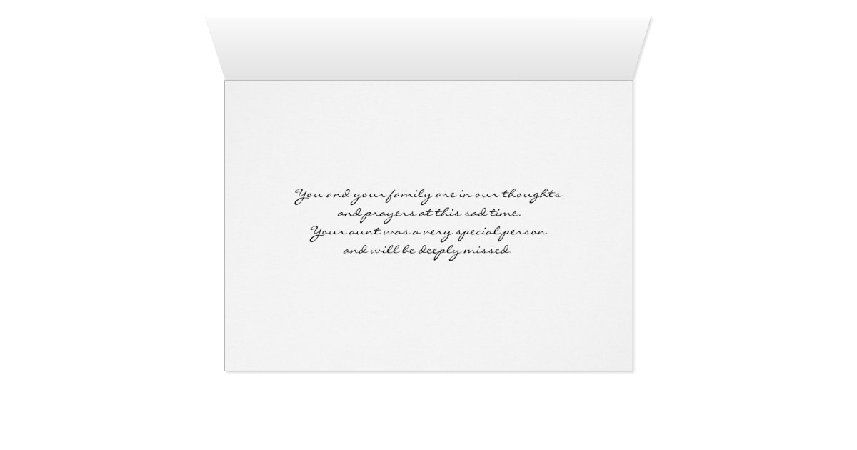 With Deepest Sympathy on the Loss of your Aunt Card Zazzle