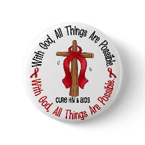 WITH GOD CROSS AIDS / HIV T-Shirts & Gifts Buttons