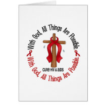 WITH GOD CROSS AIDS / HIV T-Shirts & Gifts Greeting Cards