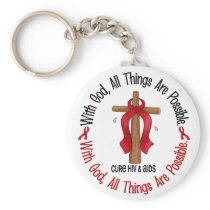 WITH GOD CROSS AIDS / HIV T-Shirts & Gifts Key Chains