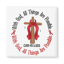 WITH GOD CROSS AIDS / HIV T-Shirts & Gifts Refrigerator Magnets