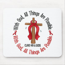 WITH GOD CROSS AIDS / HIV T-Shirts & Gifts Mouse Mat