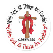 WITH GOD CROSS AIDS / HIV T-Shirts & Gifts Stickers