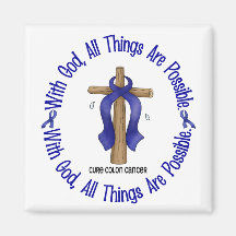 WITH GOD CROSS Colon Cancer T-Shirts & Gifts Magnets