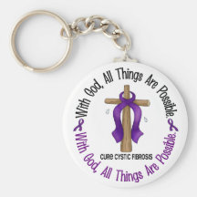 WITH GOD CROSS Cystic Fibrosis T-Shirts & Gifts Key Chain