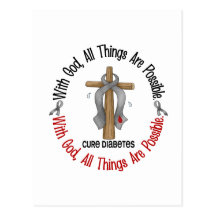 WITH GOD CROSS Diabetes T-Shirts & Gifts Post Card