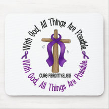 WITH GOD CROSS Fibromyalgia T-Shirts & Gifts Mouse Pads