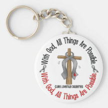 WITH GOD CROSS Juvenile Diabetes T-Shirts & Gifts Key Chain