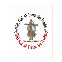 WITH GOD CROSS Juvenile Diabetes T-Shirts & Gifts Postcard