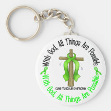 WITH GOD CROSS Muscular Dystrophy TShirts & Gifts Key Chain