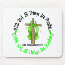 WITH GOD CROSS Muscular Dystrophy TShirts & Gifts Mouse Mats