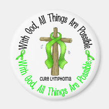 WITH GOD CROSS Non-Hodgkin’s Lymphoma T-Shirts Fridge Magnet