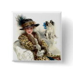 With Her Dog 2 Pinback Button