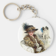 With Her Dog 2 Key Chain