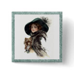 With Her Dog Pinback Button